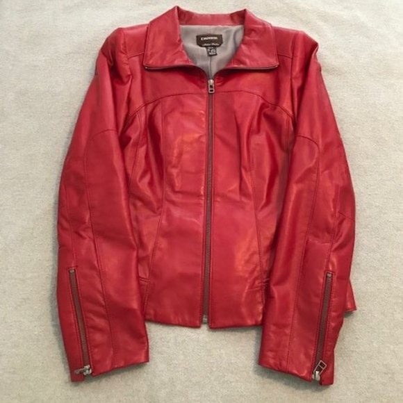 Danier | Red Italian Leather Jacket  XS ~ NWOT - Picture 6 of 15